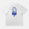 Back view of the screen-pinted ANTARTICA POST white t-shirt from PHOSIS Clothing