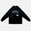 Front view of the screen-pinted ATLANTIC black long sleeve from PHOSIS Clothing