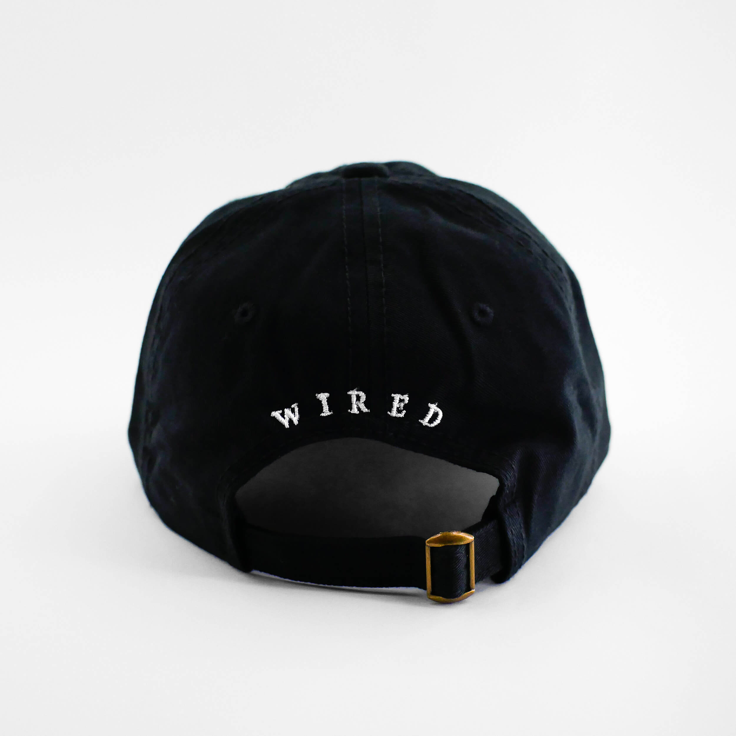 Back view of the embroidered Barbed Wire black dad hat from PHOSIS Clothing