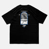 Load image into Gallery viewer, Back view of the screen-pinted ANTARTICA POST black t-shirt from PHOSIS Clothing