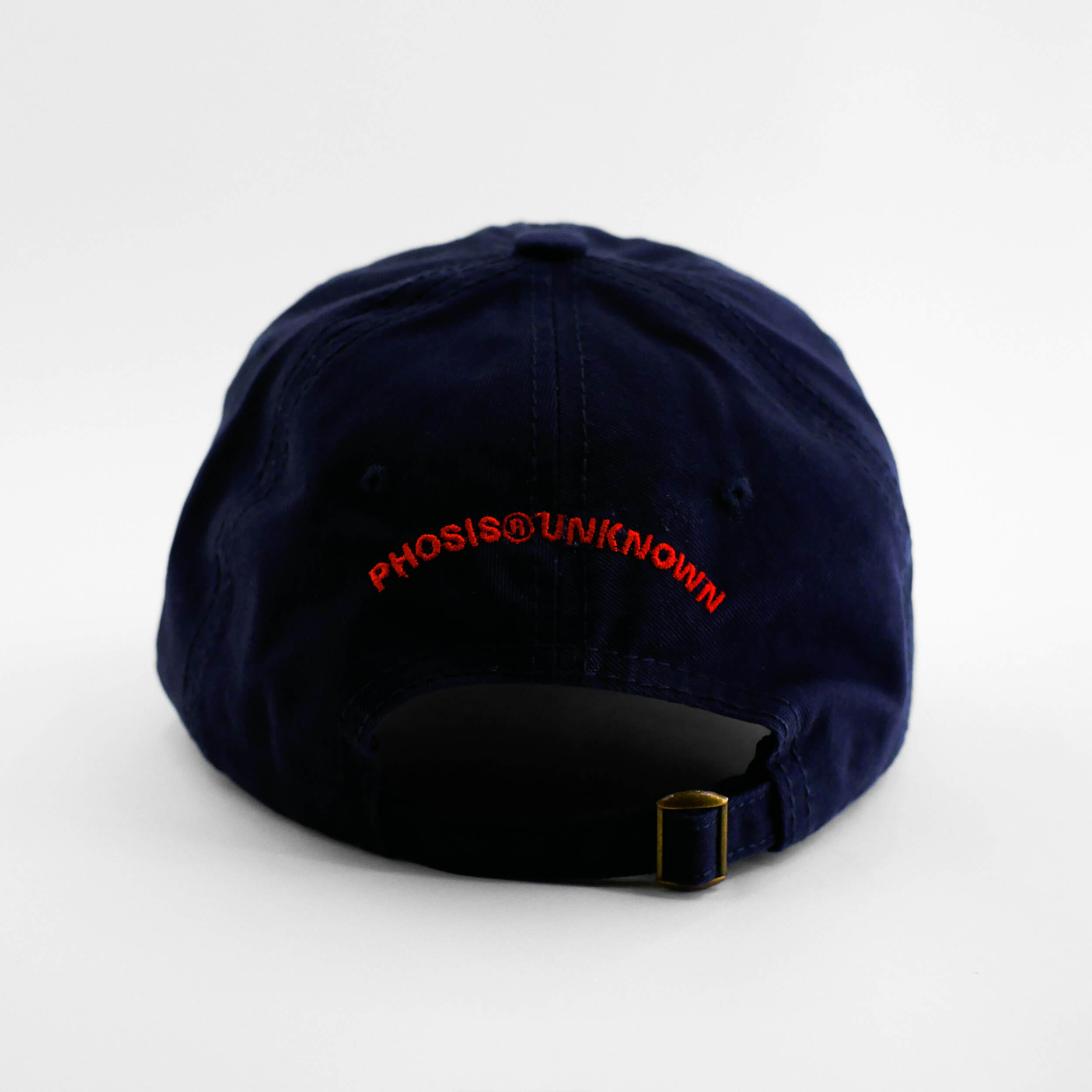 Back view of the embroidered ASCII Rose navy blue hat from PHOSIS Clothing