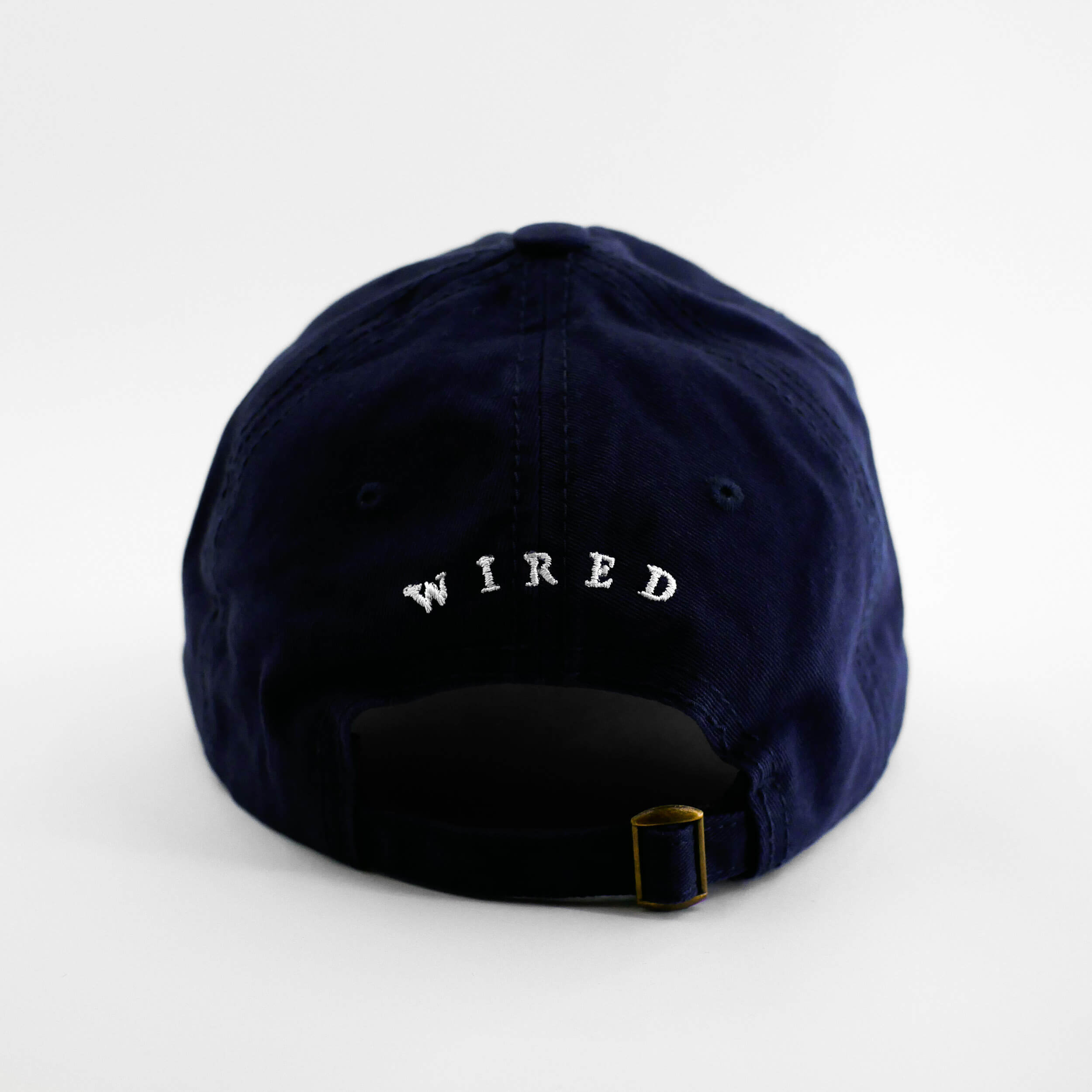 Back view of the embroidered Barbed Wire navy blue hat from PHOSIS Clothing