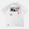 Front view of the screen-pinted CONSUMED white t-shirt from PHOSIS Clothing