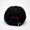 Load image into Gallery viewer, Back view of the embroidered BRUISED black dad hat from PHOSIS® Clothing