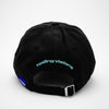 Load image into Gallery viewer, Back view of the embroidered VISIONS black dad hat from PHOSIS® Clothing